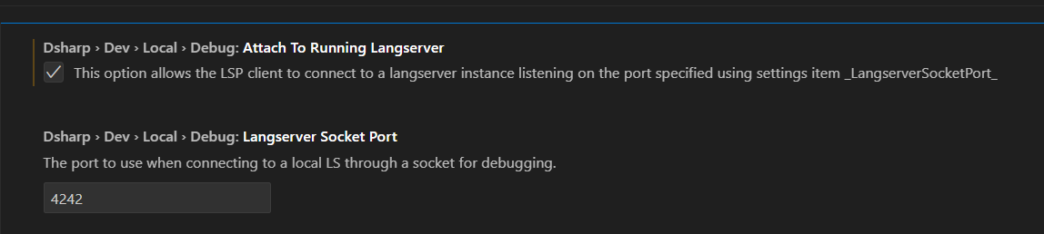 VS Code LS debug settings